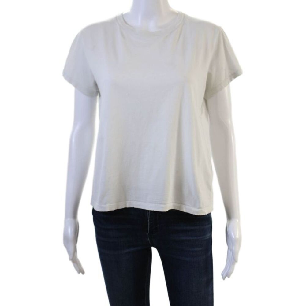 Leallo Women Basic White 100% Cotton Crew Neck Short Sleeve T-Shirt Size S